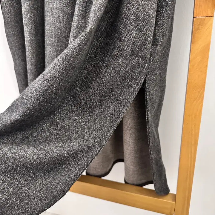 [BUNJANG] Monamari Henley Neck Wool Dress (Charcoal) / 모나마리 헨리넥 셔츠 울 원피스(차콜)