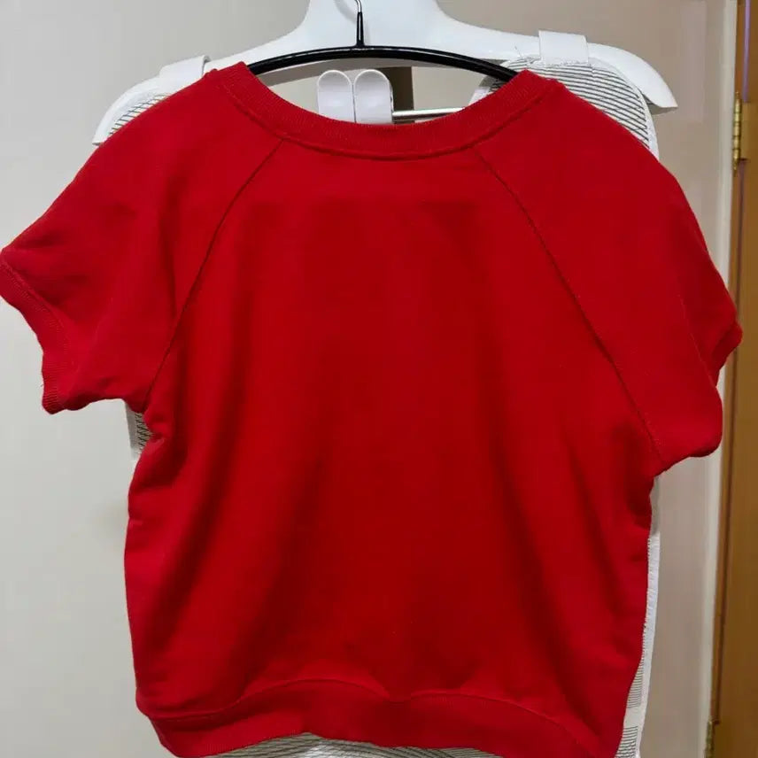 [BUNJANG] Areing V-Neck Crop Short Sleeve Sweatshirt / 아잉 areing 그릭 브이 크롭 반팔 맨투맨