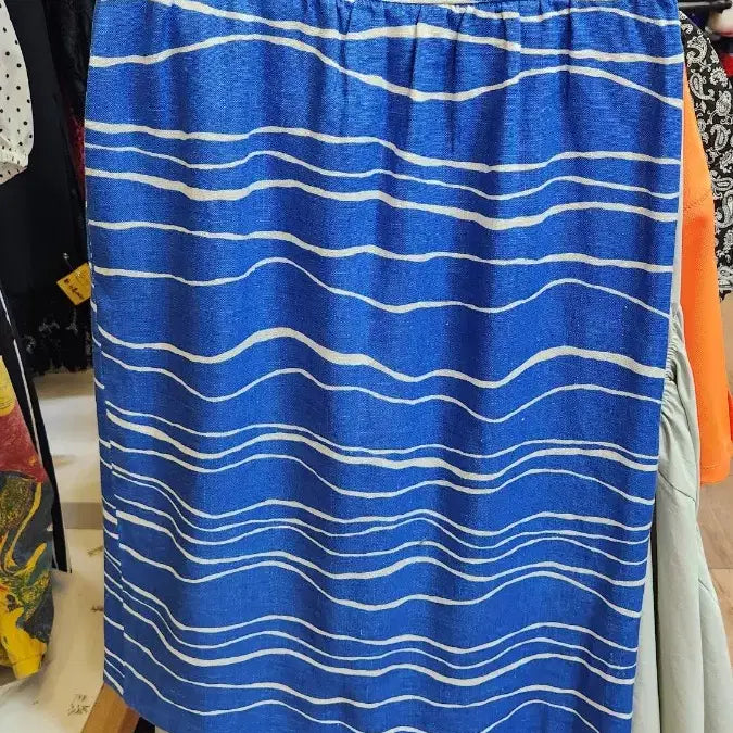 [BUNJANG] Yves Saint Laurent Blue Stripe Skirt - Vintage / 입생로랑 블루 스트라이프 스커트 일본판 빈티지