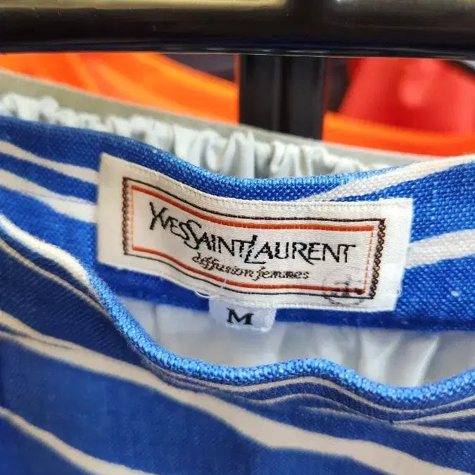 [BUNJANG] Yves Saint Laurent Blue Stripe Skirt - Vintage / 입생로랑 블루 스트라이프 스커트 일본판 빈티지