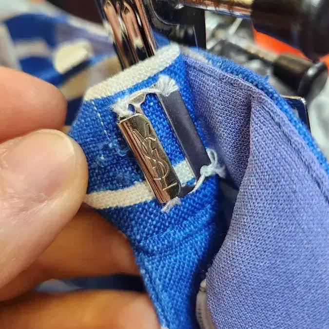 [BUNJANG] Yves Saint Laurent Blue Stripe Skirt - Vintage / 입생로랑 블루 스트라이프 스커트 일본판 빈티지