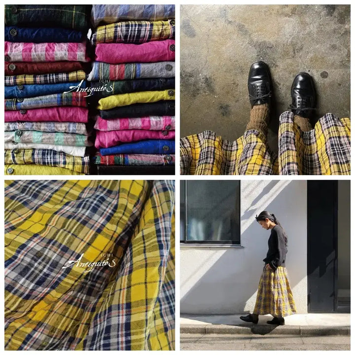 [BUNJANG] ichi Antiquites Tartan Check Linen Set / ichi Antiquites 이치안티크 타탄체크 리넨 셋업