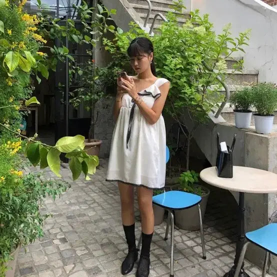 [BUNJANG] Lace Lingerie Mini Dress / 레이스 란제리 미니 드레스 원피스