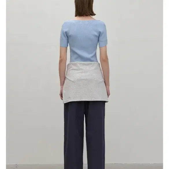 [BUNJANG] Atelier Nine Square Neck Knit Top / 아뜰리에나인 반팔 니트 블루