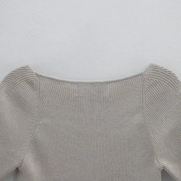 [BUNJANG] Atelier Nine Square Neck Knit Top / 아뜰리에나인 반팔 니트 블루