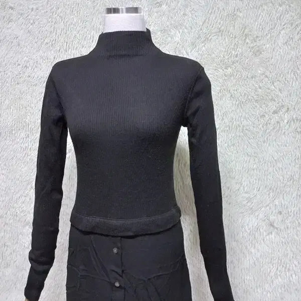 [BUNJANG] Theory Slim Fit Turtleneck Ribbed Knit Long Dress / 띠어리 정품 여자 춘추용 여성 슬림핏 터틀넥 골지니트긴팔롱원피스S