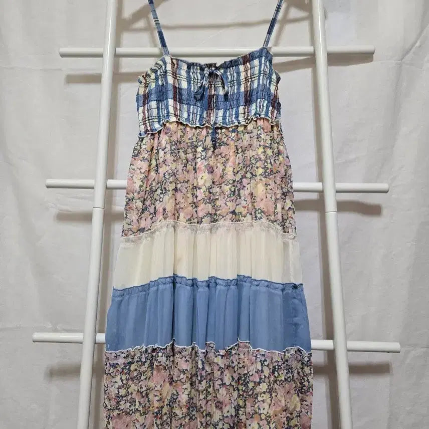 [BUNJANG] Patchwork Floral Long Dress / 패치워크 플라워 롱 원피스 (착샷추가)