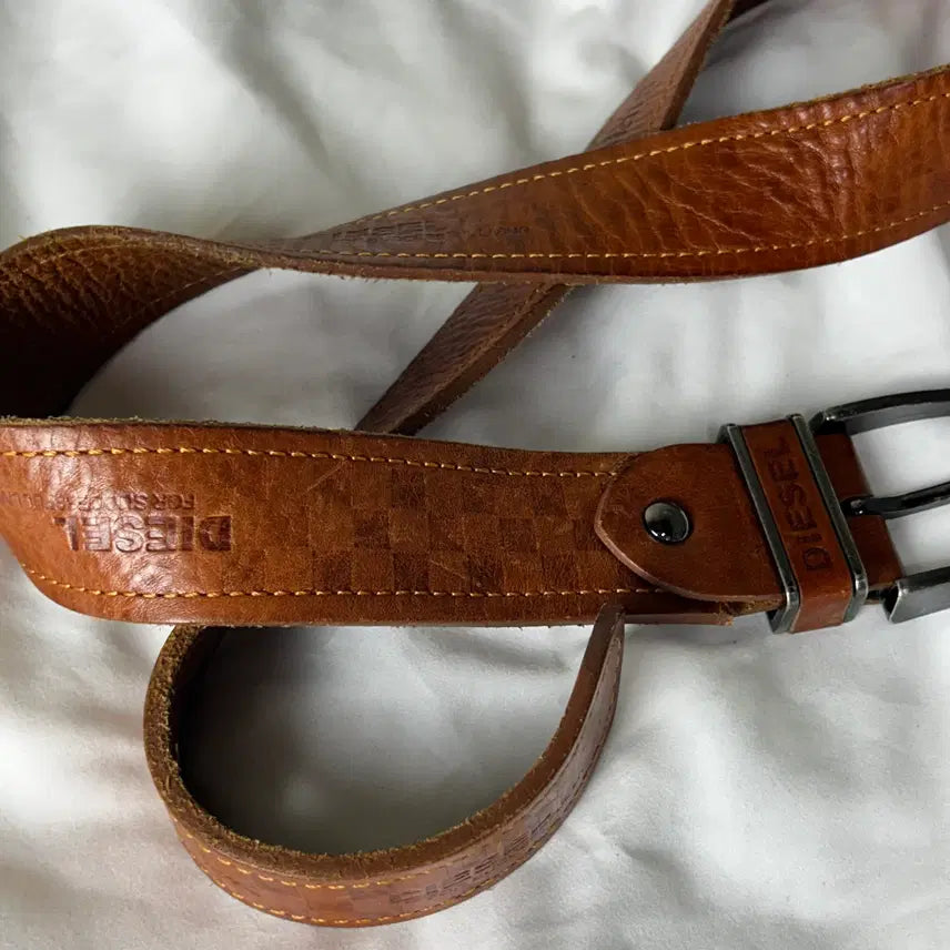 [BUNJANG] Diesel Brown Leather Belt / [DIESEL] 디젤 브라운 레더 벨트