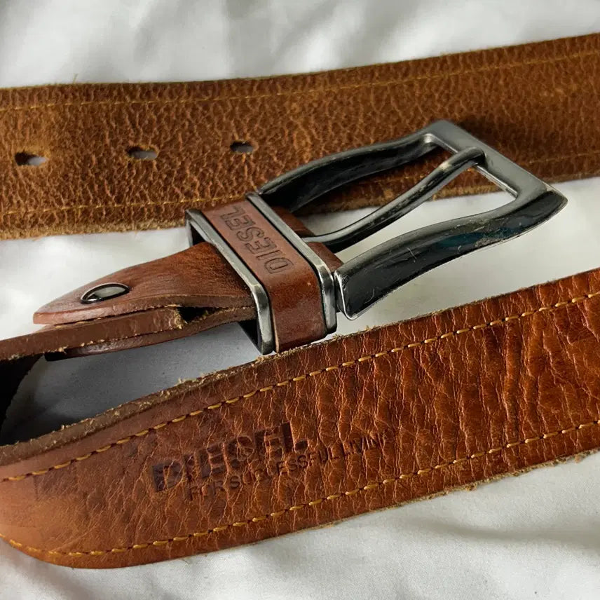 [BUNJANG] Diesel Brown Leather Belt / [DIESEL] 디젤 브라운 레더 벨트