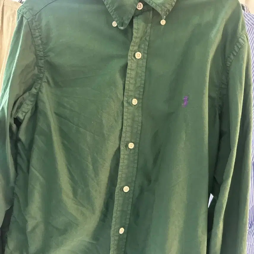 [SOLD OUT] 남성 폴로 옥스퍼드 셔츠 딥그린색상 퍼플로고