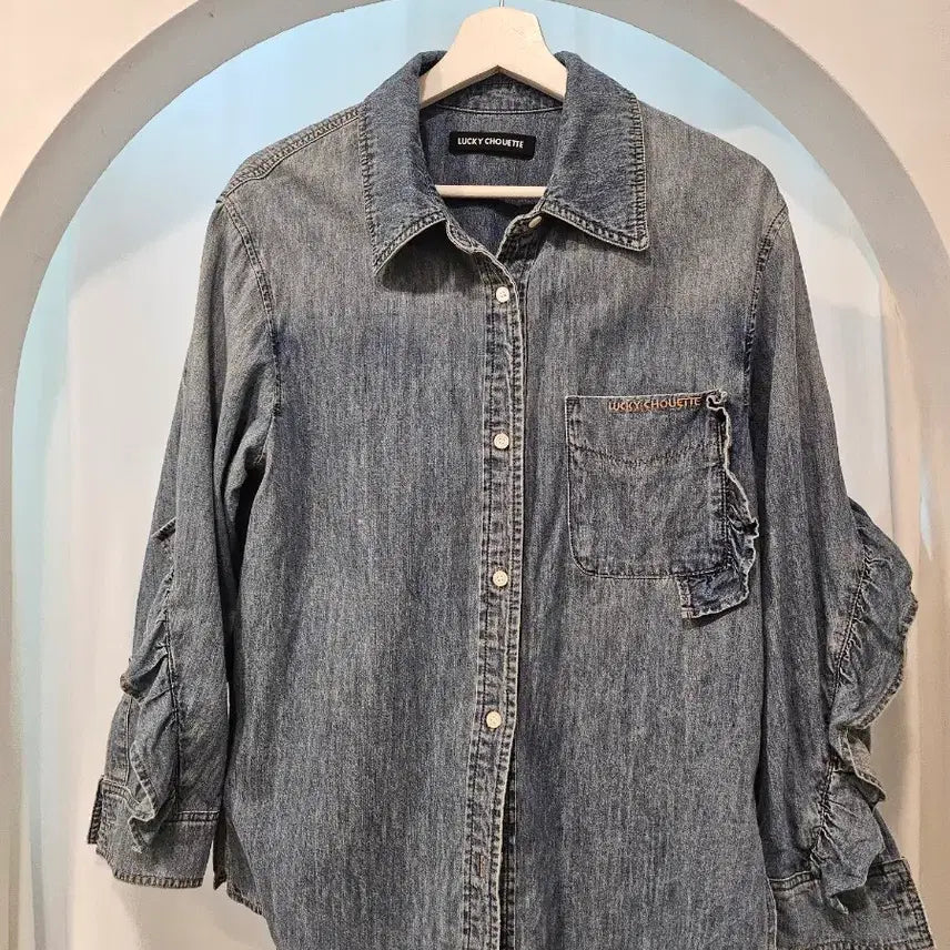 [BUNJANG] Lucky Chouette Denim Blouse / 럭키슈에뜨 데님  셔츠 블라우스