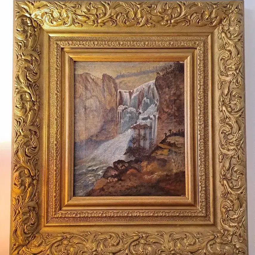 [SOLD OUT] 금장 액자 폭포 그림 유화