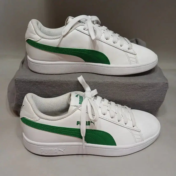 [BUNJANG] Puma Smash V2L White Green Sneakers / 푸마 스매쉬 V2L 화이트그린245