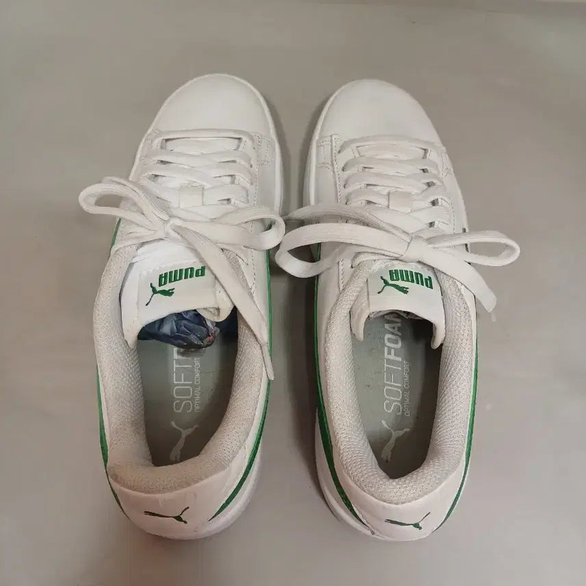 [BUNJANG] Puma Smash V2L White Green Sneakers / 푸마 스매쉬 V2L 화이트그린245