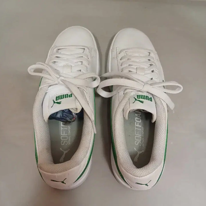 [BUNJANG] Puma Smash V2L White Green Sneakers / 푸마 스매쉬 V2L 화이트그린245