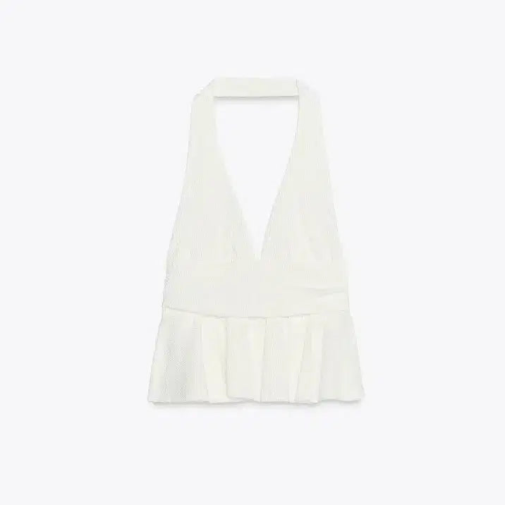 [BUNJANG] Zara Frill Halterneck Top White S / 새상품) 자라 프릴 홀터넥 화이트 S