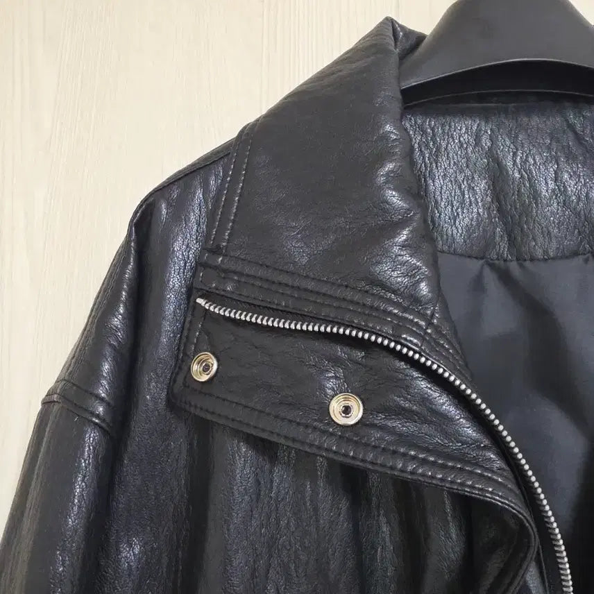 [BUNJANG] Eco Half String Leather Jacket / 에코 하프 스트링 레더자켓/고퀄리티