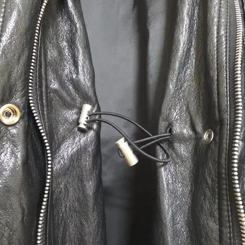 [BUNJANG] Eco Half String Leather Jacket / 에코 하프 스트링 레더자켓/고퀄리티