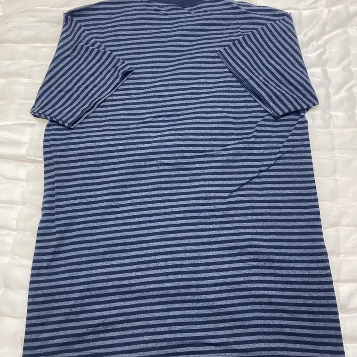 [BUNJANG] Stripe Short Sleeve T-Shirt Navy/Gray L / 스트라이프 반팔 티셔츠 네이비/그레이 L