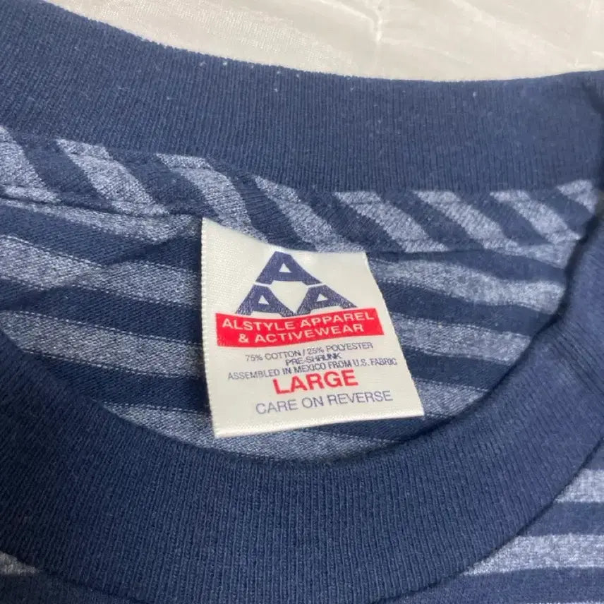 [BUNJANG] Stripe Short Sleeve T-Shirt Navy/Gray L / 스트라이프 반팔 티셔츠 네이비/그레이 L