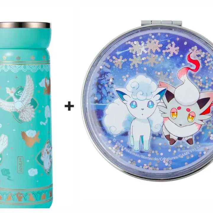 [BUNJANG] Pokemon Center Vulpix Zoroark Hand Mirror Set / 포켓몬 굿즈 일괄 / 전통에디션 텀블러, 손거울 식스테일 조로아 미개봉