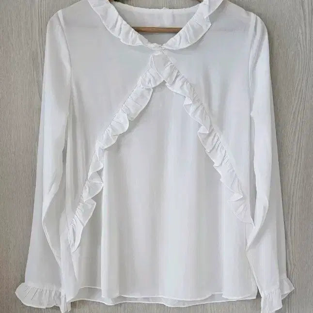 [BUNJANG] Miere Frill White Blouse / 프릴화이트블라우스 새상품