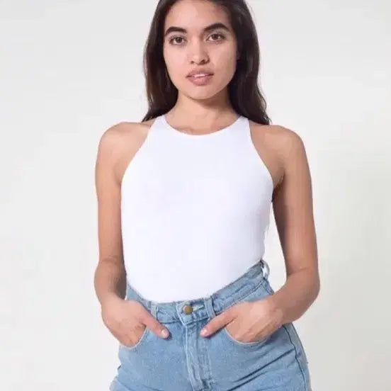 [BUNJANG] American Apparel White Halterneck Top / 아메리칸어패럴 화이트 홀터넥 탑