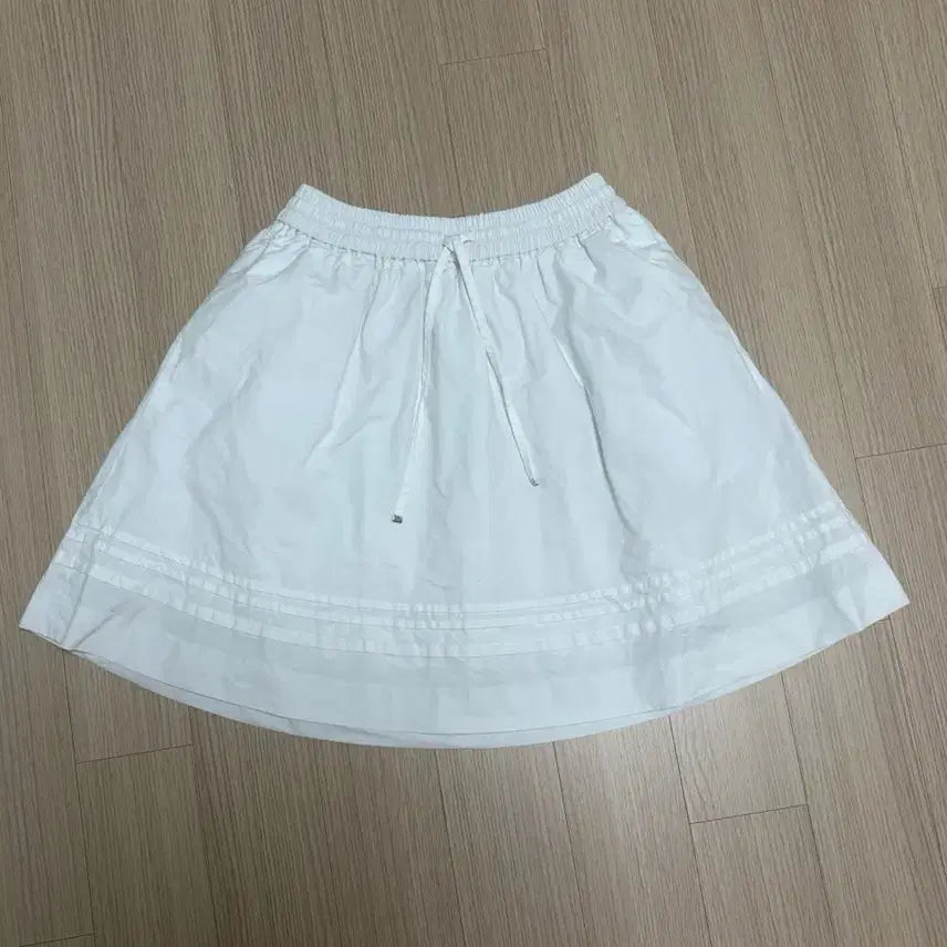[BUNJANG] Depound Ribbon Shirring Bending Skirt White / 드파운드 리본 셔링 밴딩 스커트 화이트
