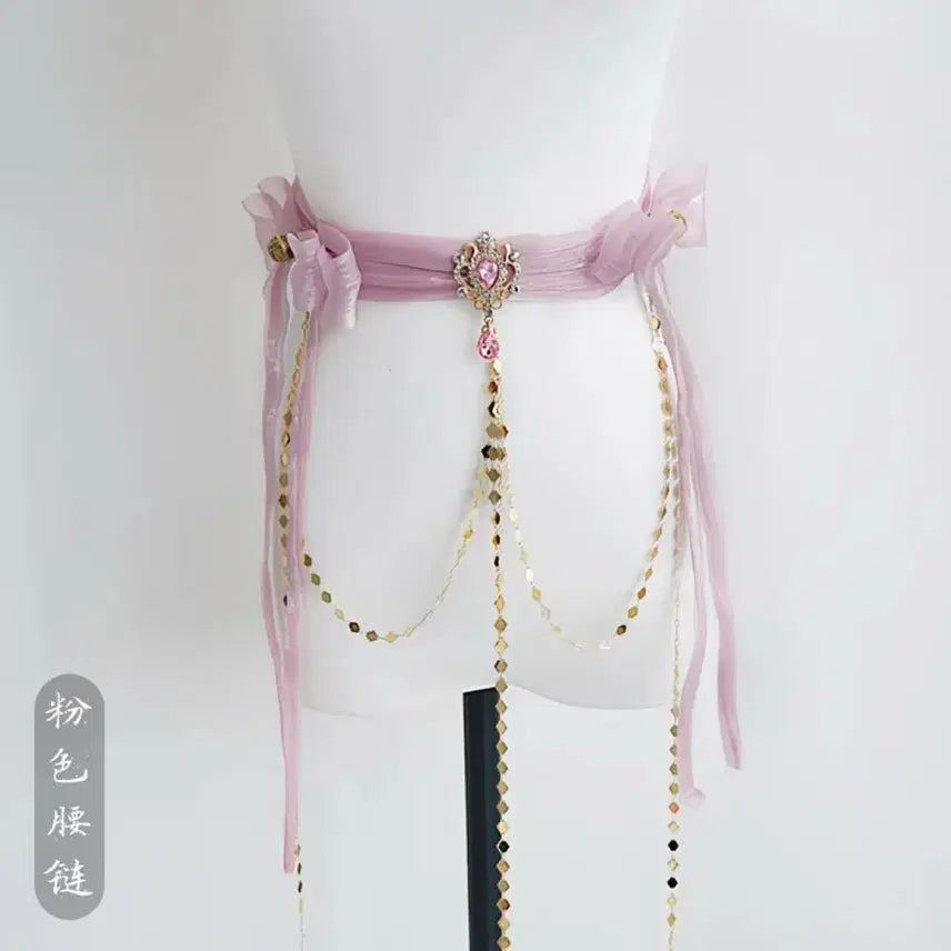 [BUNJANG] Lolita Style Set / 로리타 스타일 셔츠+마면치마+ 오버스커트+ 웨이스트 체인 세트(2컬러)