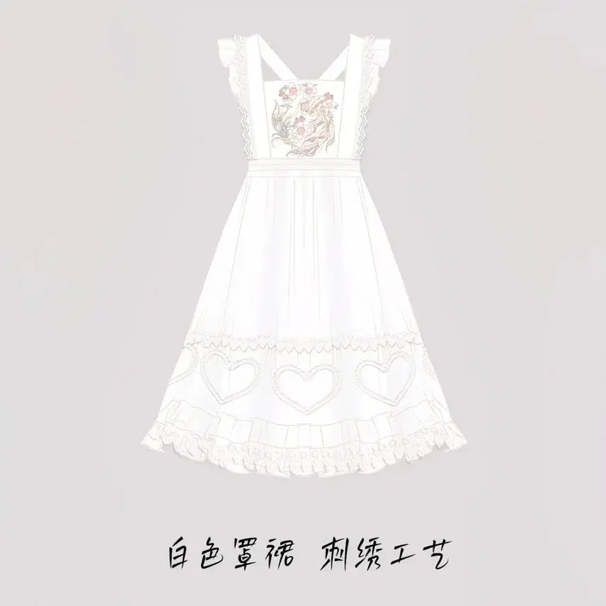 [BUNJANG] Lolita Style Set / 로리타 스타일 셔츠+마면치마+ 오버스커트+ 웨이스트 체인 세트(2컬러)