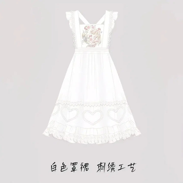 [BUNJANG] Lolita Style Set / 로리타 스타일 셔츠+마면치마+ 오버스커트+ 웨이스트 체인 세트(2컬러)