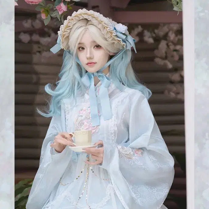 [BUNJANG] Lolita Style Set / 로리타 스타일 셔츠+마면치마+ 오버스커트+ 웨이스트 체인 세트(2컬러)