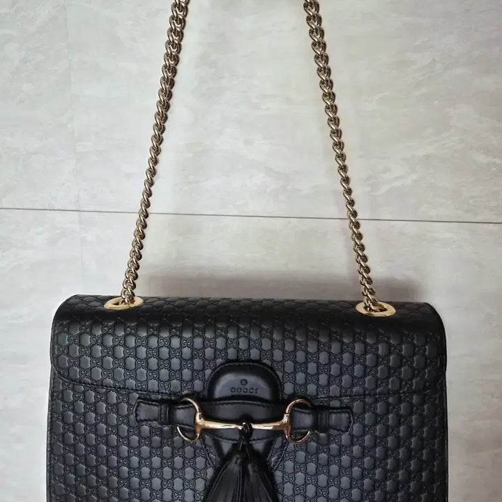 [BUNJANG] Gucci Emily Microguccissima Leather Shoulder Bag / 구찌 마이크로시마 레더 에밀리 숄더백 블랙(정품)