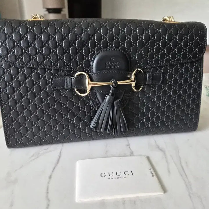 [BUNJANG] Gucci Emily Microguccissima Leather Shoulder Bag / 구찌 마이크로시마 레더 에밀리 숄더백 블랙(정품)