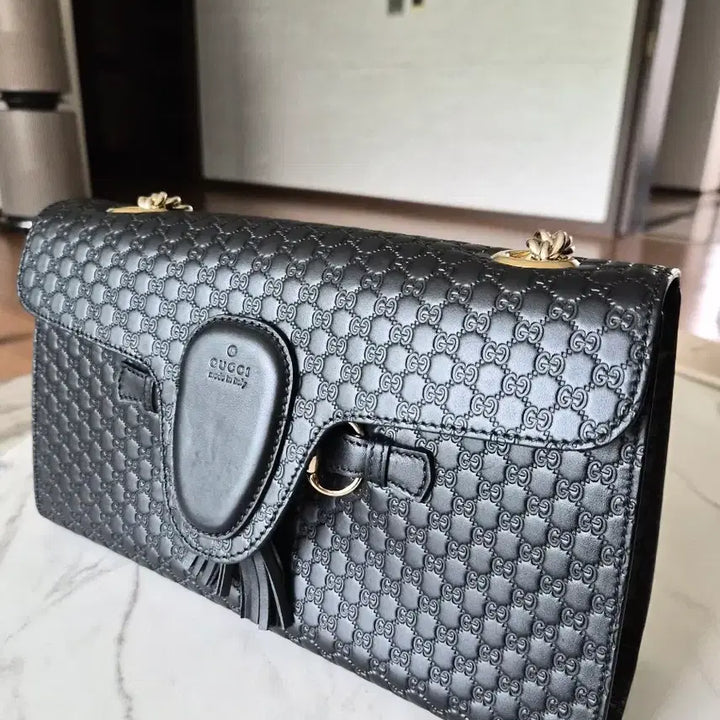 [BUNJANG] Gucci Emily Microguccissima Leather Shoulder Bag / 구찌 마이크로시마 레더 에밀리 숄더백 블랙(정품)