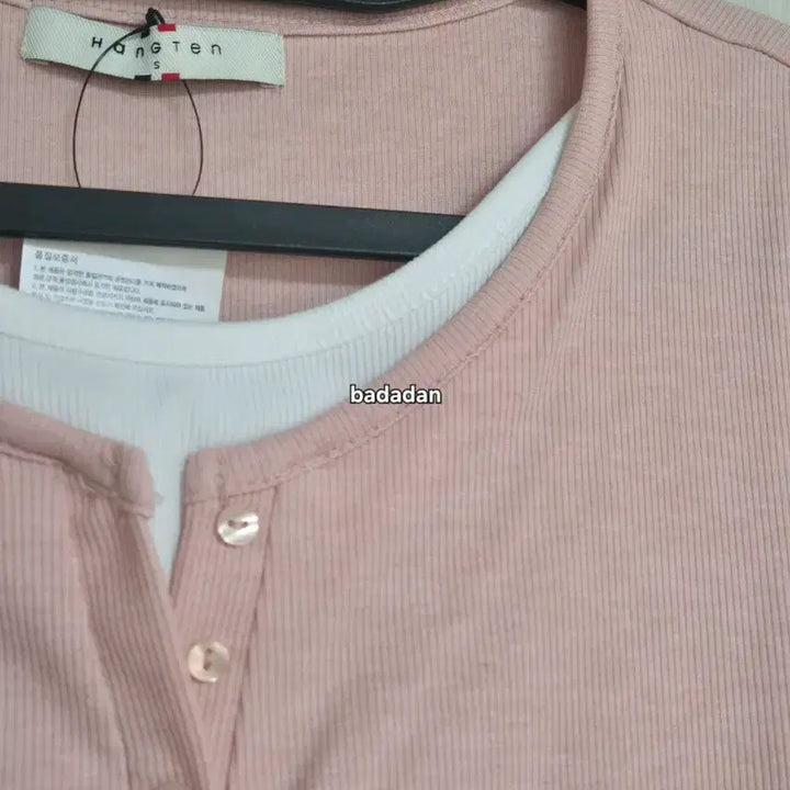 [BUNJANG] Hangten Layered Henry Neck Shirring Short Sleeve T-Shirt / (새상품) 레이어드 헨리넥 셔링 반팔 티셔츠