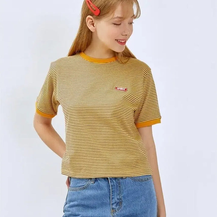 [BUNJANG] Basic Half-Crop Short-Sleeved T-Shirt (Purple) / (새상품) 원가1.3 기본 베이직 반크롭 반팔티(퍼플)