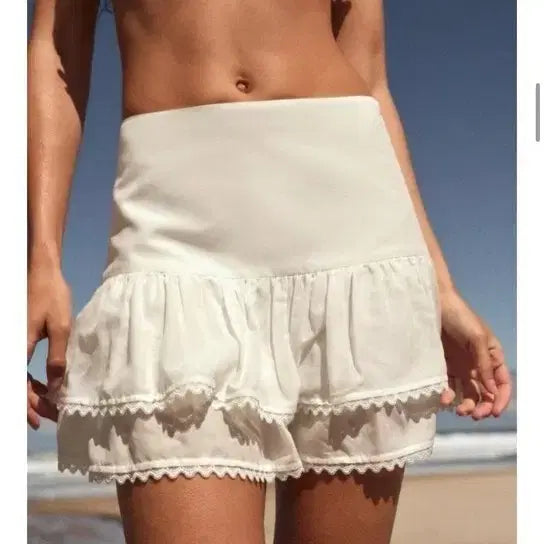 [BUNJANG] Zara Tiered White Mini Skirt XS / 새상품) 자라 티어드 화이트 미니 스커트 XS