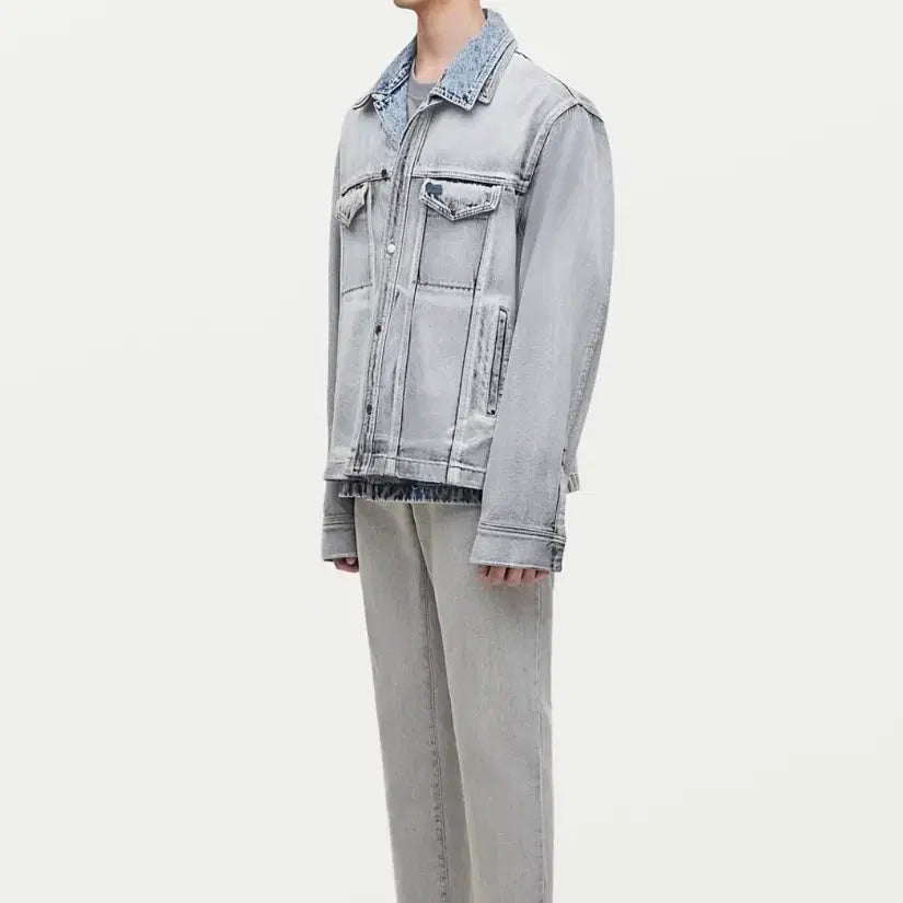 [BUNJANG] Solid Homme 22SS Grey Faded Denim Jacket / 솔리드옴므 22ss 그레이 페이디드 데님자켓 50