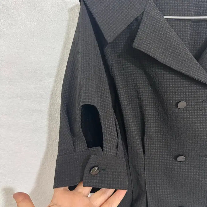 [BUNJANG] Houndstooth Pattern Short Sleeve Jacket Blouse / 블랙 하운드투스 반팔 자켓 블라우스