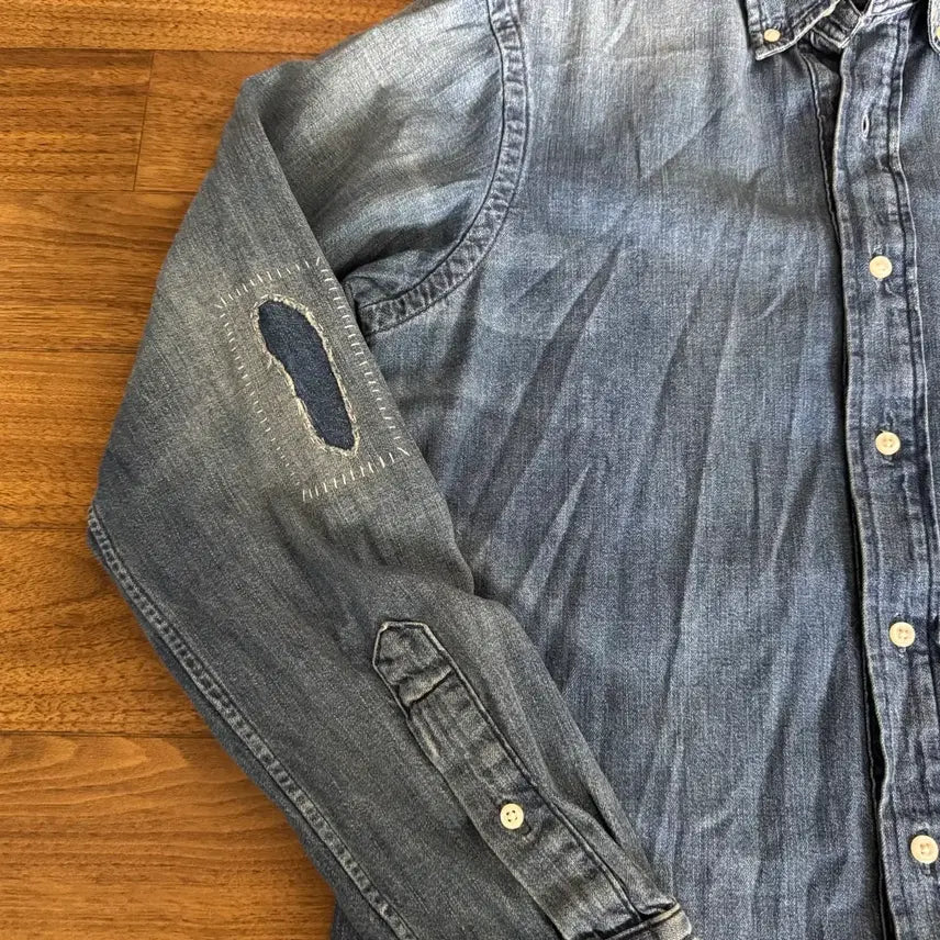 [BUNJANG] Polo Repaired Denim Shirt / 폴로 리페어드 데님 셔츠 S
