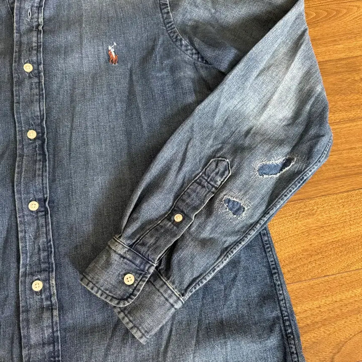 [BUNJANG] Polo Repaired Denim Shirt / 폴로 리페어드 데님 셔츠 S