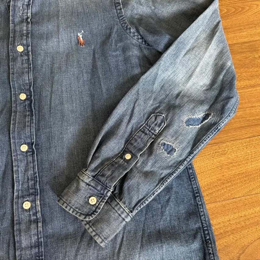 [BUNJANG] Polo Repaired Denim Shirt / 폴로 리페어드 데님 셔츠 S
