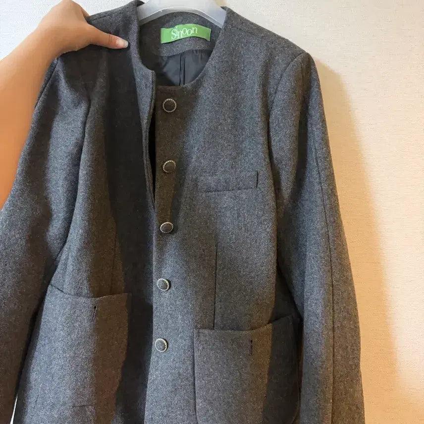 [BUNJANG] SINOON Melton Tweed Jacket (Melange Grey) / 시눈 MELTON TWEED JACKET (MELANGE GREY)