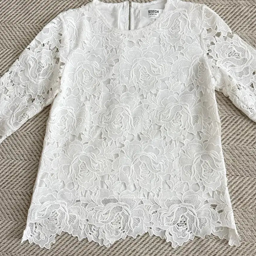 [BUNJANG] STITCH DESIGN White Lace Blouse / STITCH DESIGN 화이트 레이스 블라우스