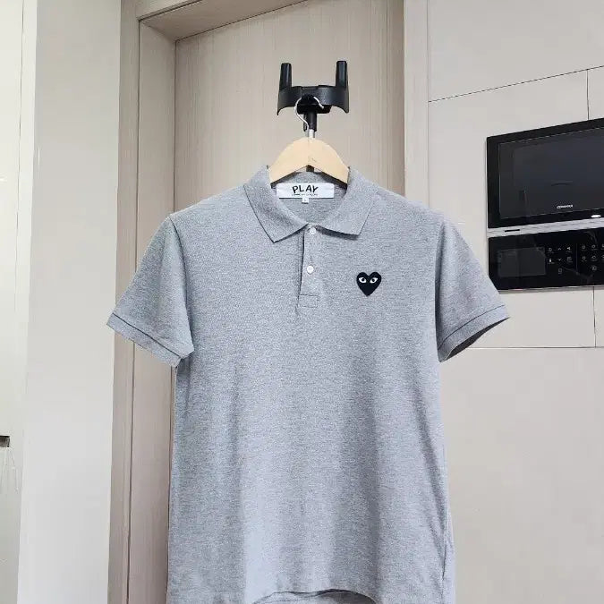[BUNJANG] Comme des Garçons PLAY Grey Polo T-Shirt / 꼼데가르송 PLAY 그레이 폴로티
