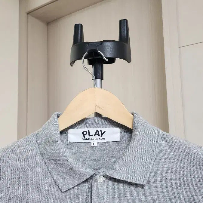 [BUNJANG] Comme des Garçons PLAY Grey Polo T-Shirt / 꼼데가르송 PLAY 그레이 폴로티