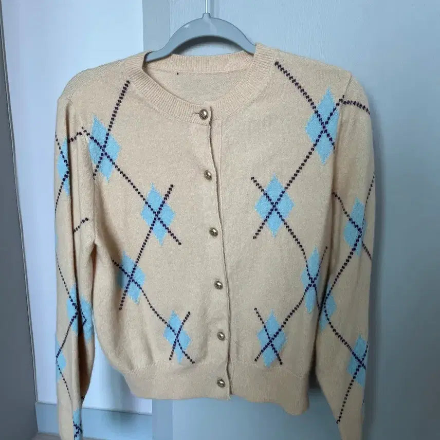 [BUNJANG] Lanvin Cashmere Blend Argyle Knit Cardigan (Size 55) / 랑방 캐시미어 블렌드 아가일 니트 가디건(55)