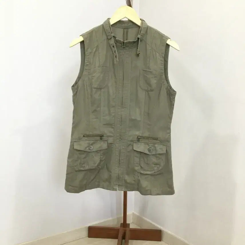 [BUNJANG] Vintage Khaki Zip-Up Vest / jpn빈티지 카키색 디테일 집업베스트