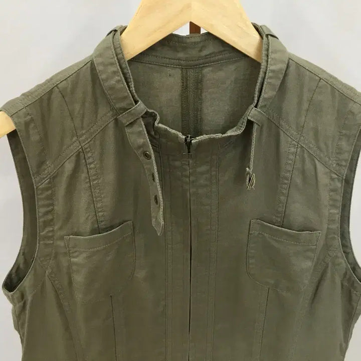 [BUNJANG] Vintage Khaki Zip-Up Vest / jpn빈티지 카키색 디테일 집업베스트